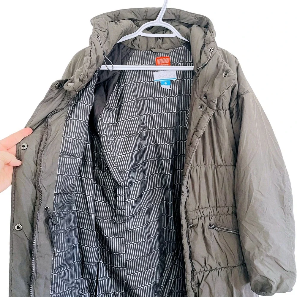 Columbia Thermal Coil Puffer‎ Parka Jacket Coat Gray Hooded Insulated Women LG